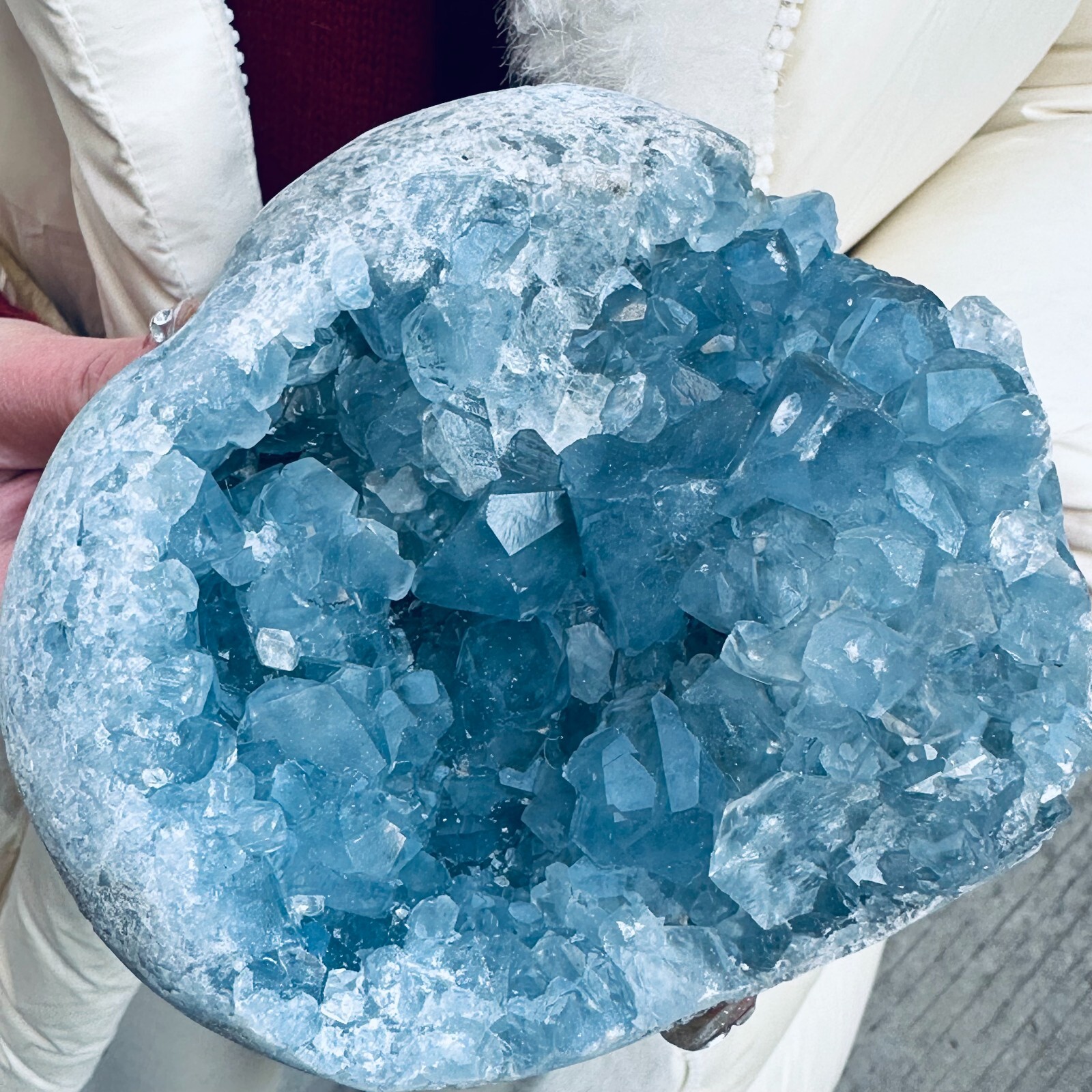 4LB natural blue celestite geode quartz crystal mineral specimen healing