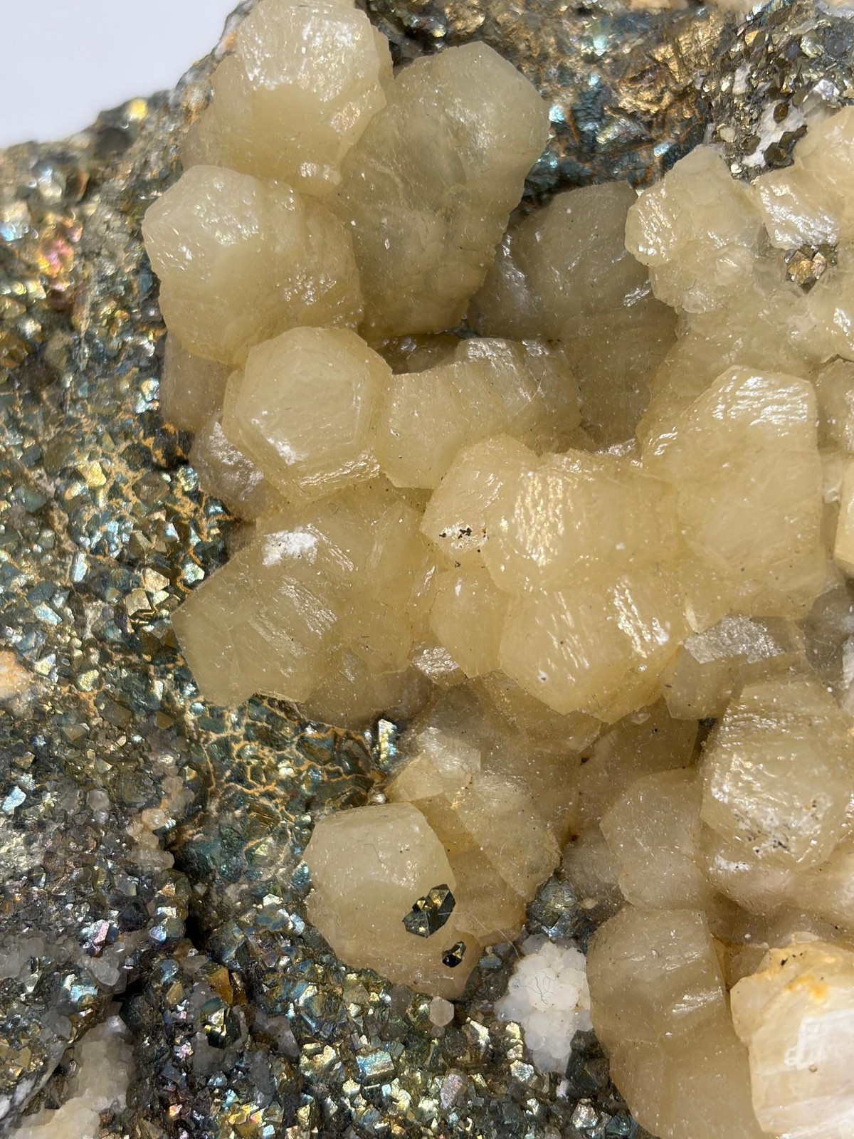 XL Dazzling Calcite Crystals on Chalcopyrite!