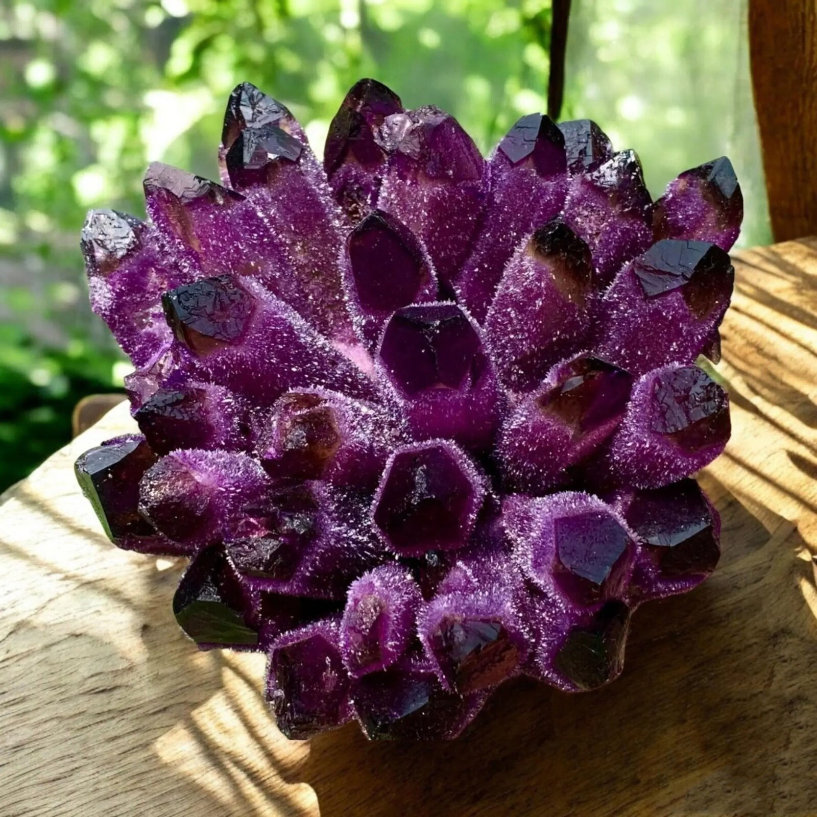 300G Natural Violet Amethyst Phantom Geode Quartz Cluster Crystal Home Decor