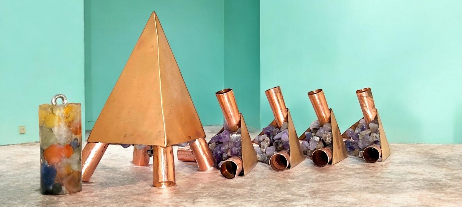 Nubian Copper Plated Healing Crystal Pyramid connector kit only