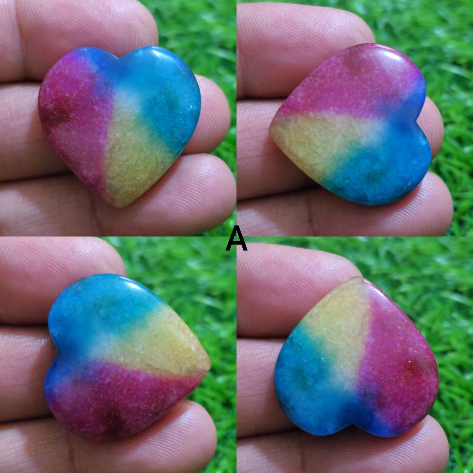 Rare Rainbow Solar Quartz Heart Shape Cabochon Loose Gemstone For Making Jewelry