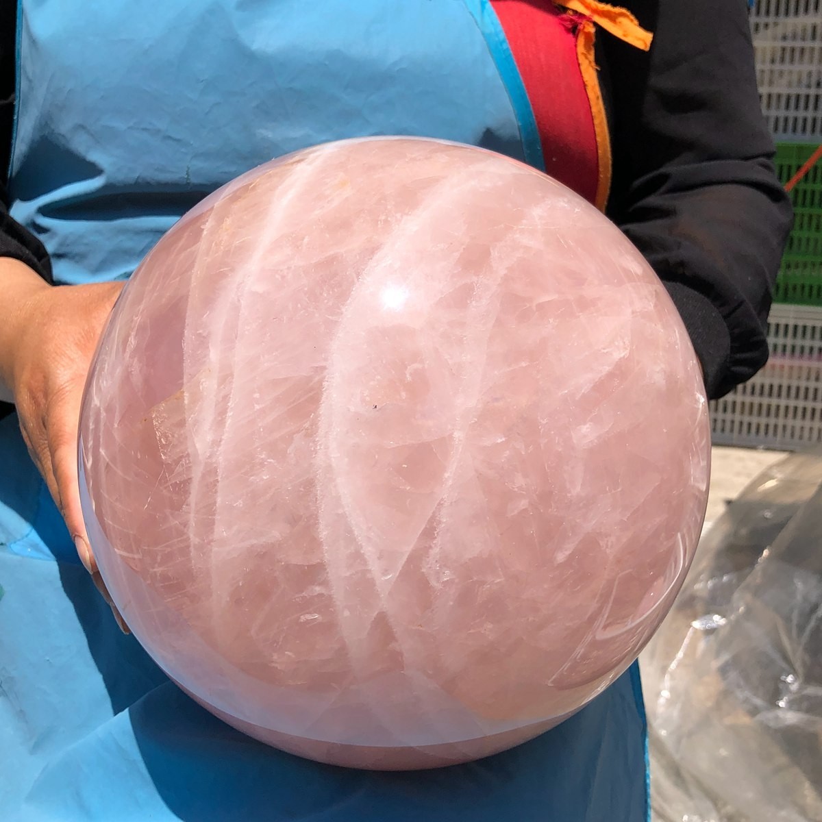29.87LB Natura crystal Rose Quartz Sphere for Heart Chakra Balances Energy