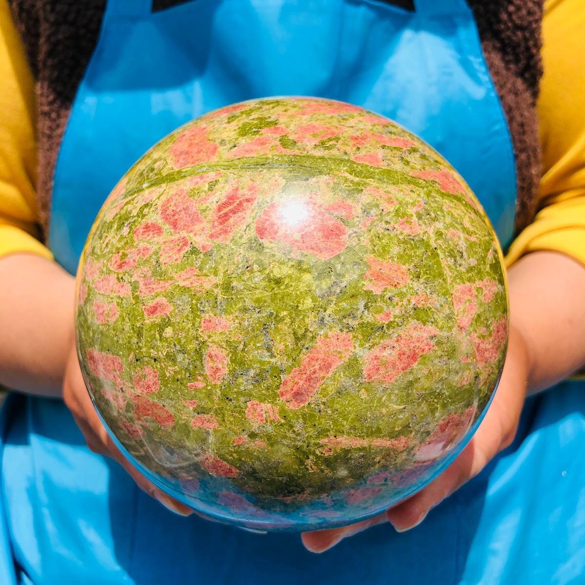 7.1LB Natural flower green treasure ball Sphere Crystal Healing Decor Ball