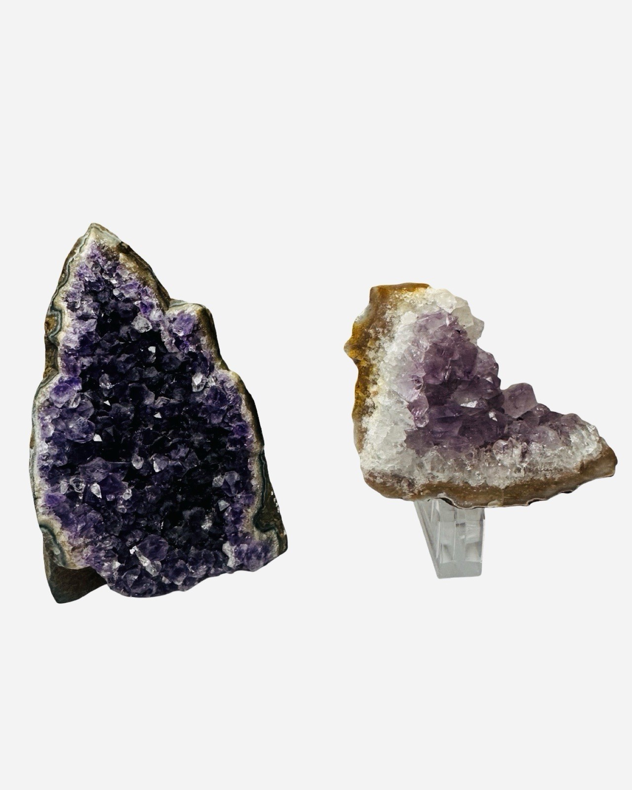 Natural AMETHYST GEODE Cluster Duo 14.7oz Deep Purple Uruguay & Brazil Crystal