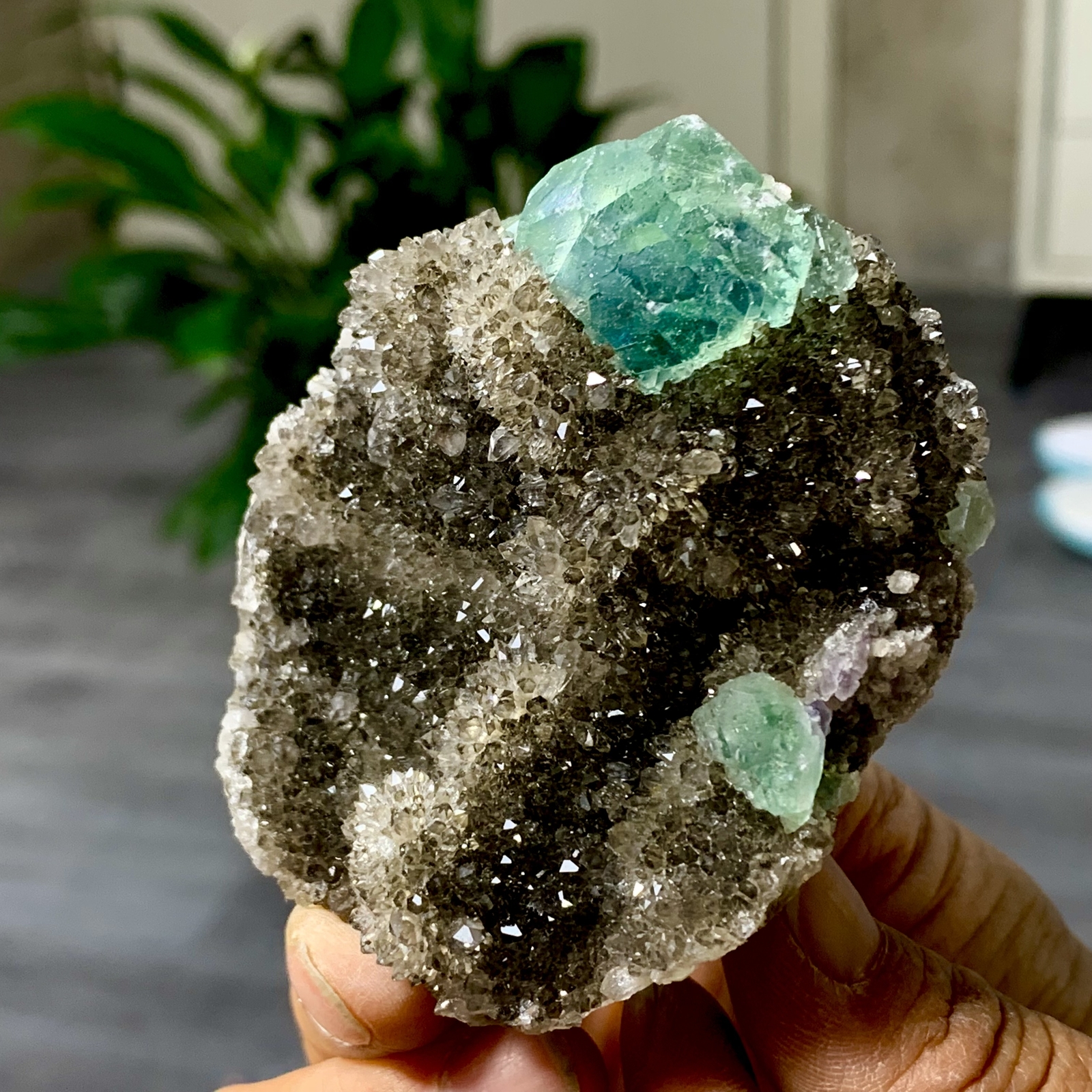 163G Rare Transparent blue-green Cube Fluorite Mineral Crystal Specimen/China