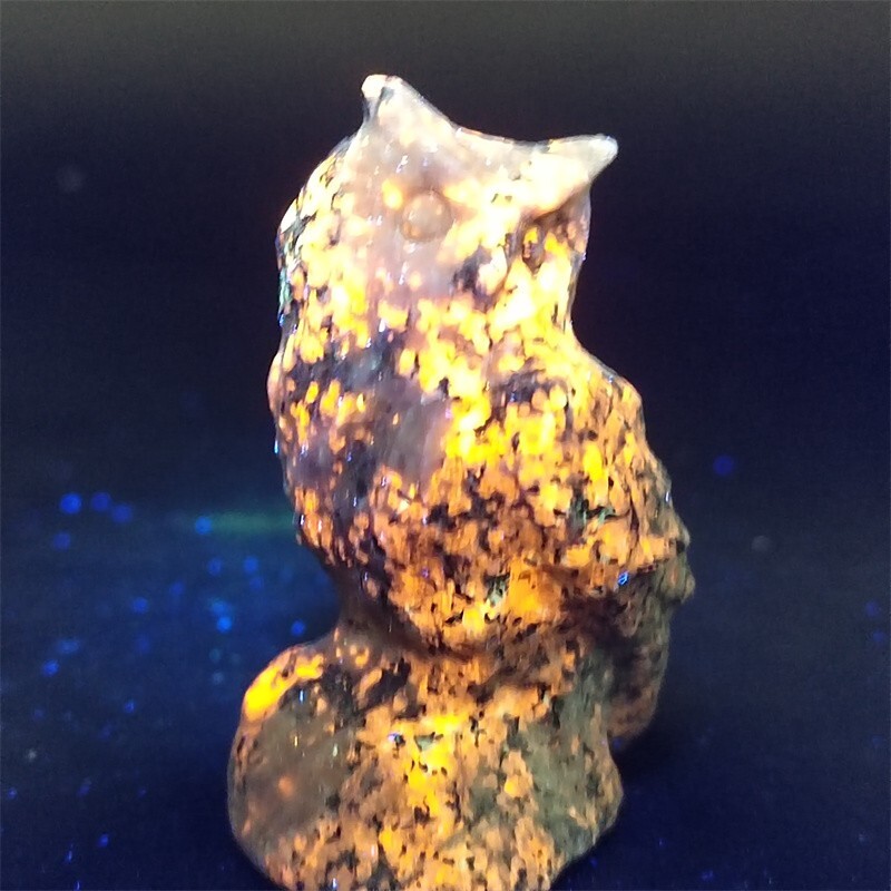 2.3″ Natural Yooperlite Quartz Crystal Skull Hand Carving Owl Reiki Healing 1pc