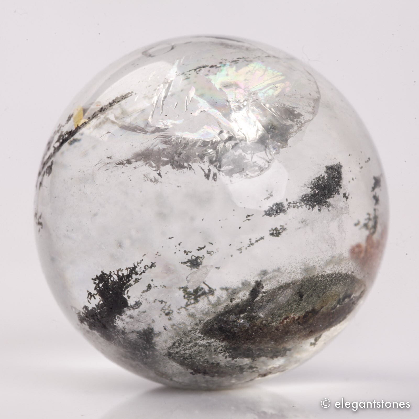 54g34mm Natural Garden/Phantom/Ghost/Lodolite Quartz Crystal Sphere Healing Ball