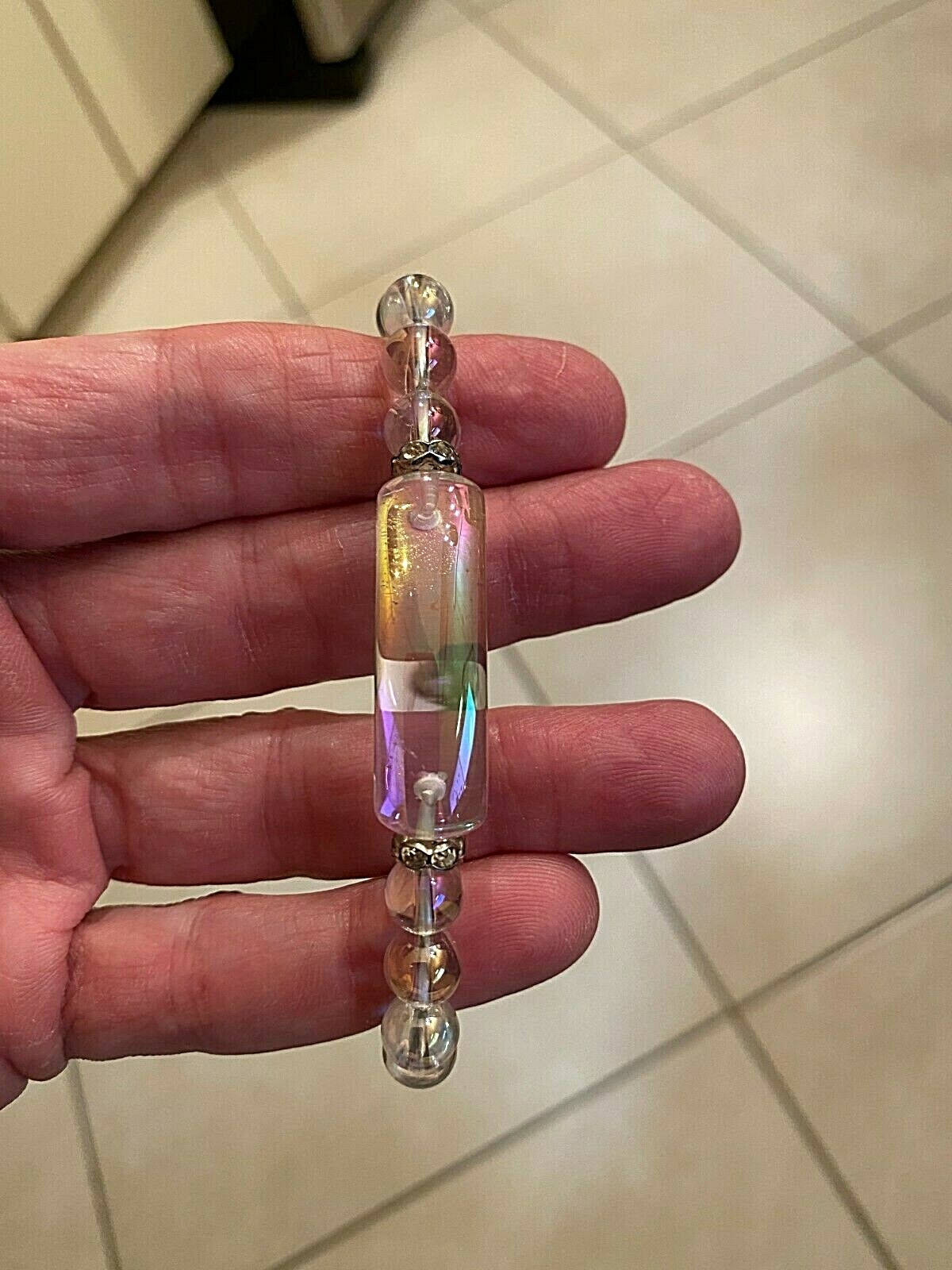 Angel Aura Quartz Crystal With Swarovski Crystal Accents Mala Style Bracelet