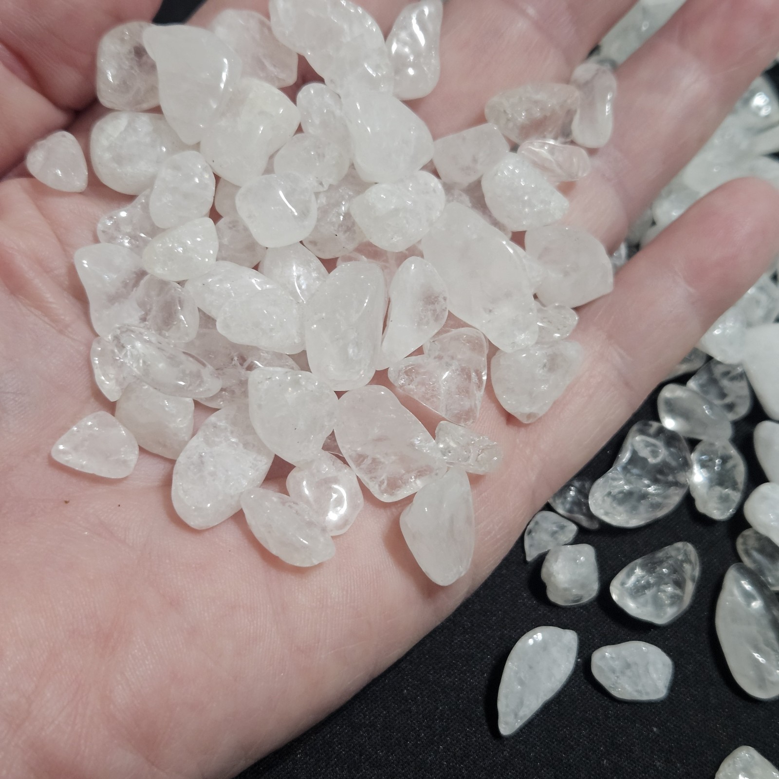 Natural Clear Milky Quart Crystal Tumbled Chips, Gemstone Nuggets, 284g, Crafts
