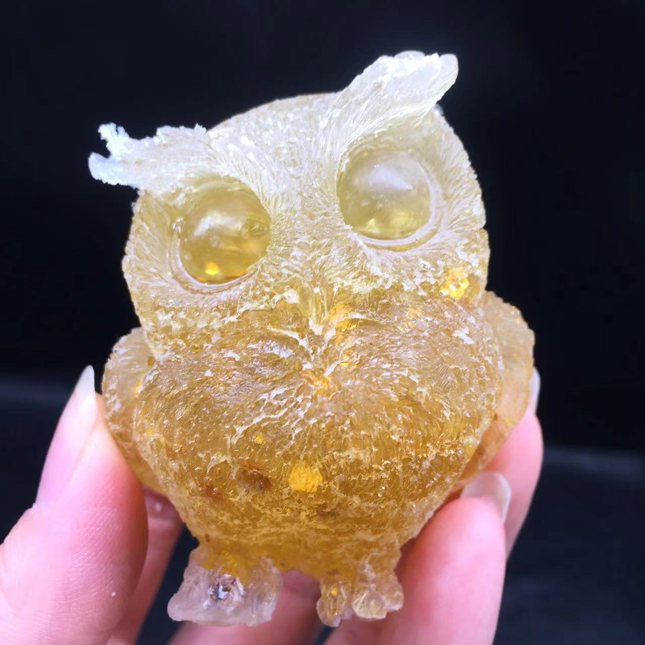 Natural Citrine Crystal Chips Quartz Stone Gravel Resin Owl Healing Decorate 1Pc