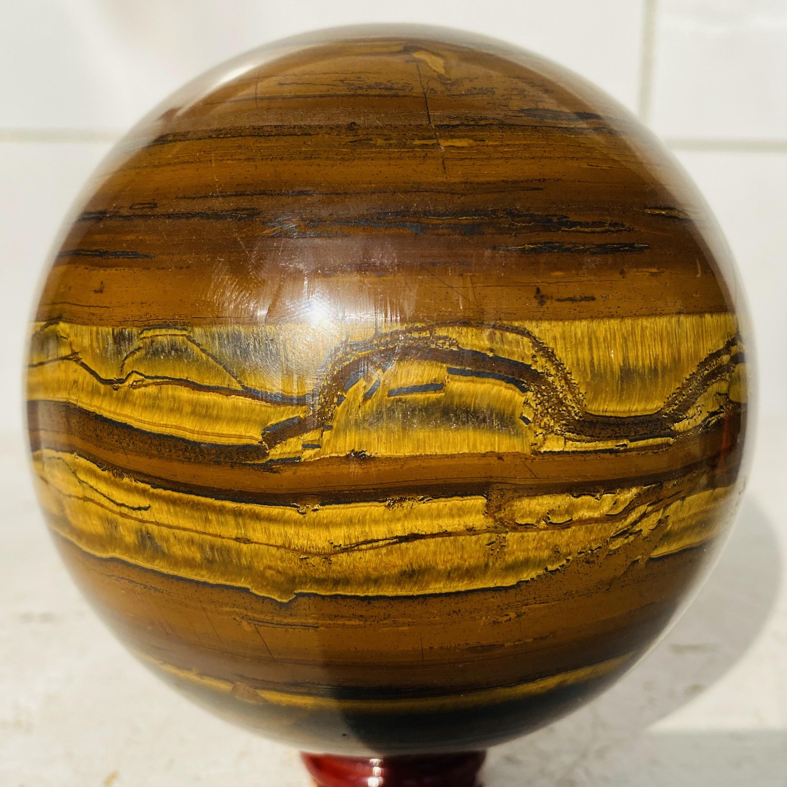 Natural tiger’s eye ball quartz crystals sphere gem reiki healing 1520g