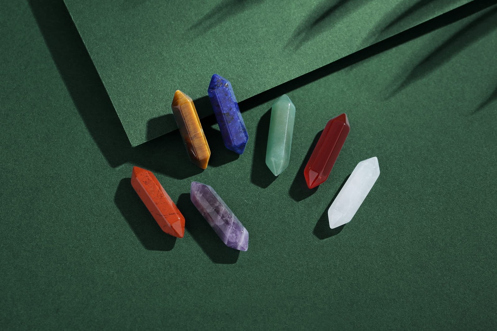 7 Chakra Healing Crystals Set: Quartz, Amethyst, Aventurine, Tiger Eye, Reiki