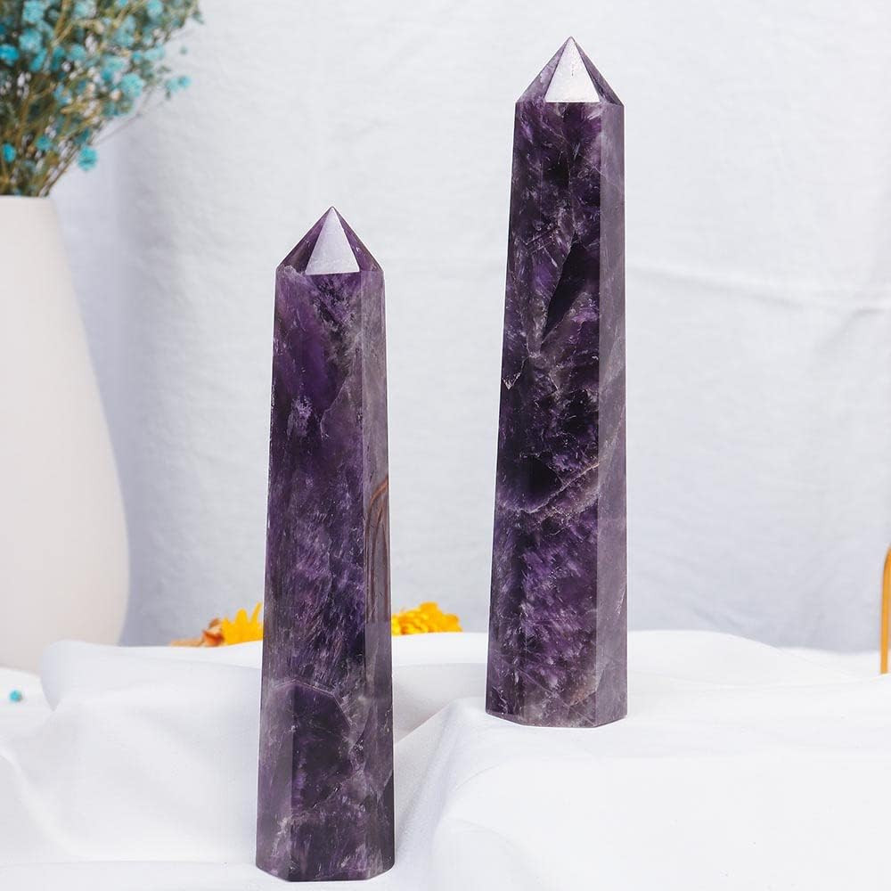 Amethyst Large Crystal Tower Natural Dream 5.9″-6.3″ 6 Faceted Single Point Chak