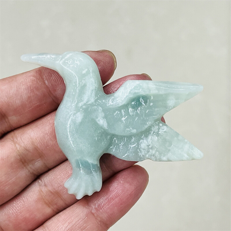 2.4″ Natural Amazonite Phoenix bird Skull Quartz Crystal Skull Reiki Healing 1PC