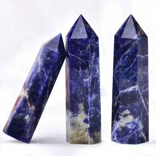 Natural Blue Sodalite Tower Spiritual Healing Quartz Crystal Decoration Stones