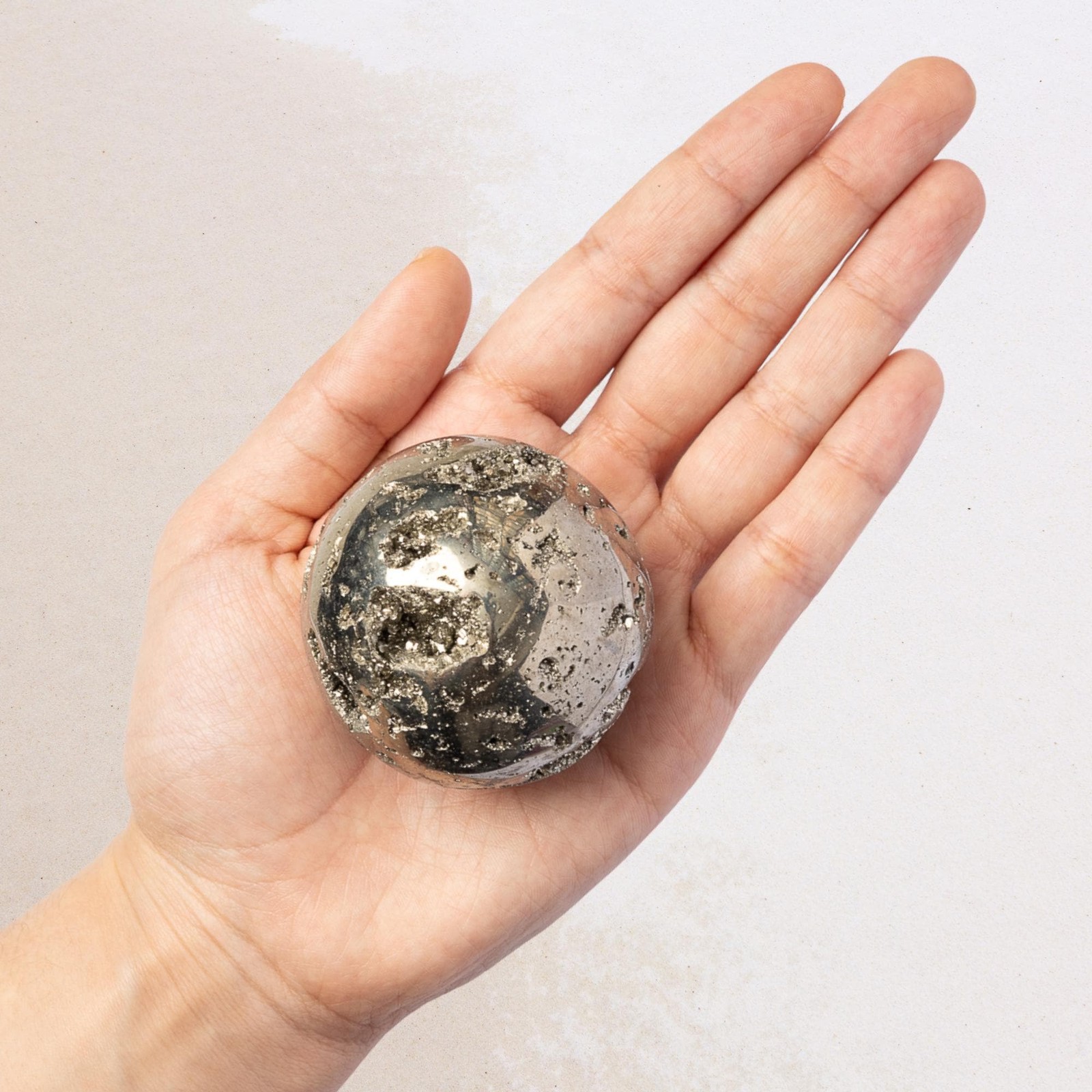 Pyrite Sphere with Stand Polished Golden Crystal Ball Natural Mineral Gift Decor
