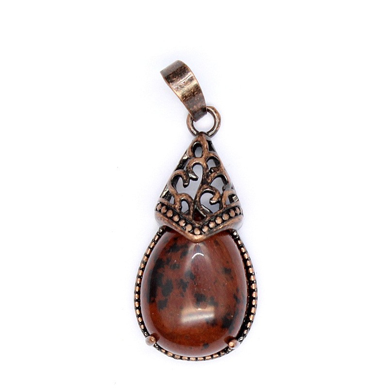 3-5PCS Natural Stone Personalized Retro Crystal Blue Agate Water Drop Pendant