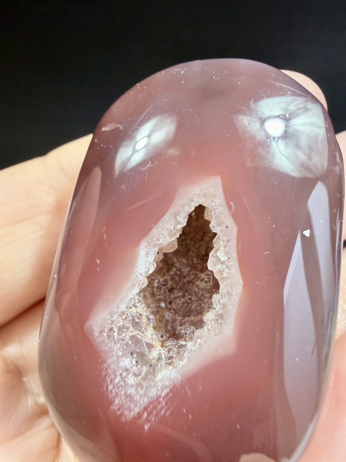 Crystal Mozambique Agate Natural Colour Chalcedony Geode crimson Druzy 39g (3)
