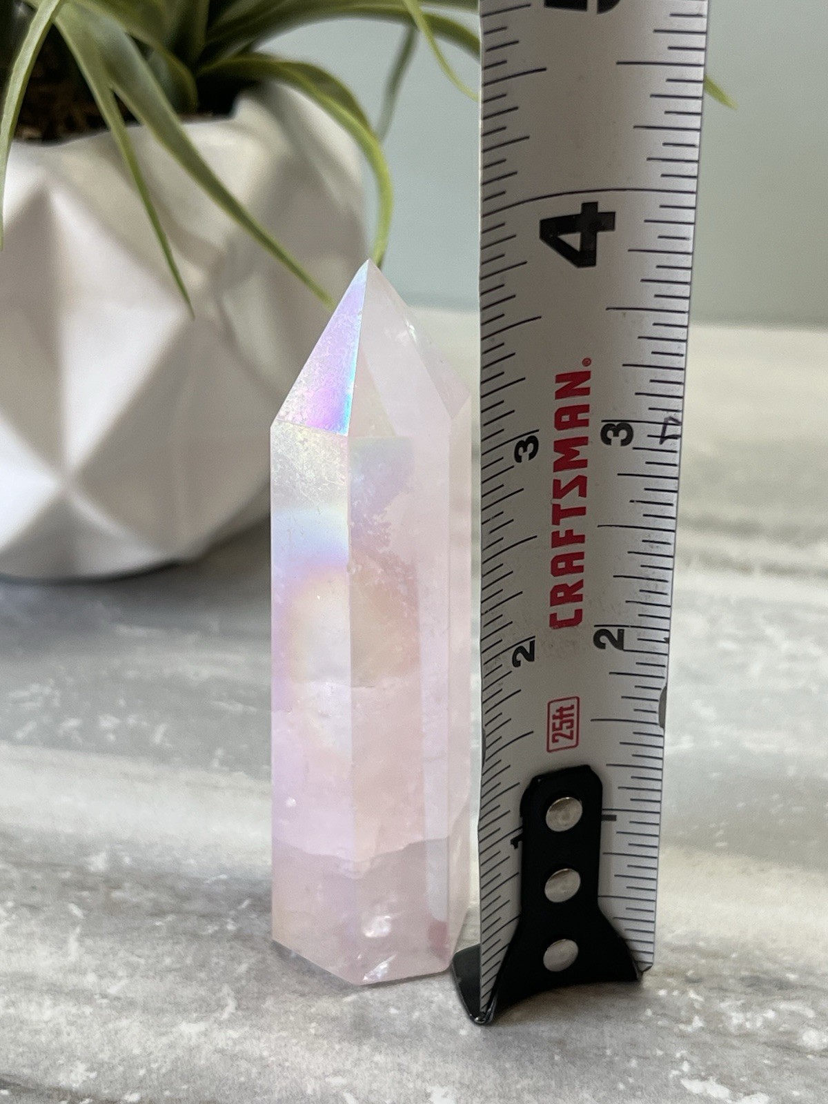 Angel Aura Rose Quartz Tower Crystal Point Pink Healing Stone Polished 3.75”