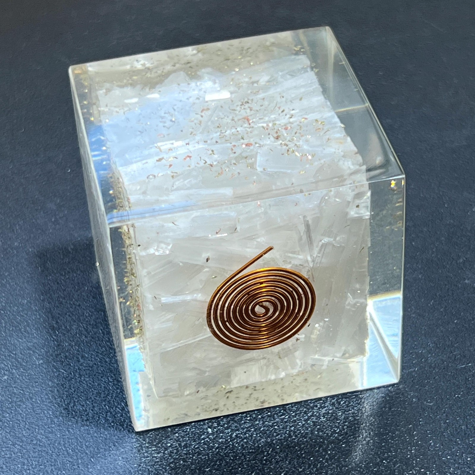 Large Selenite Crystal Resin Orgone Cube Reiki Chakra Wholesale Gemstone