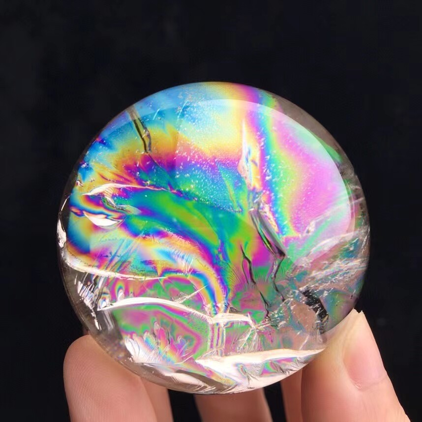Top Natural Clear Quartz Sphere Rainbow Crystals Ball Healing 170g/5cm