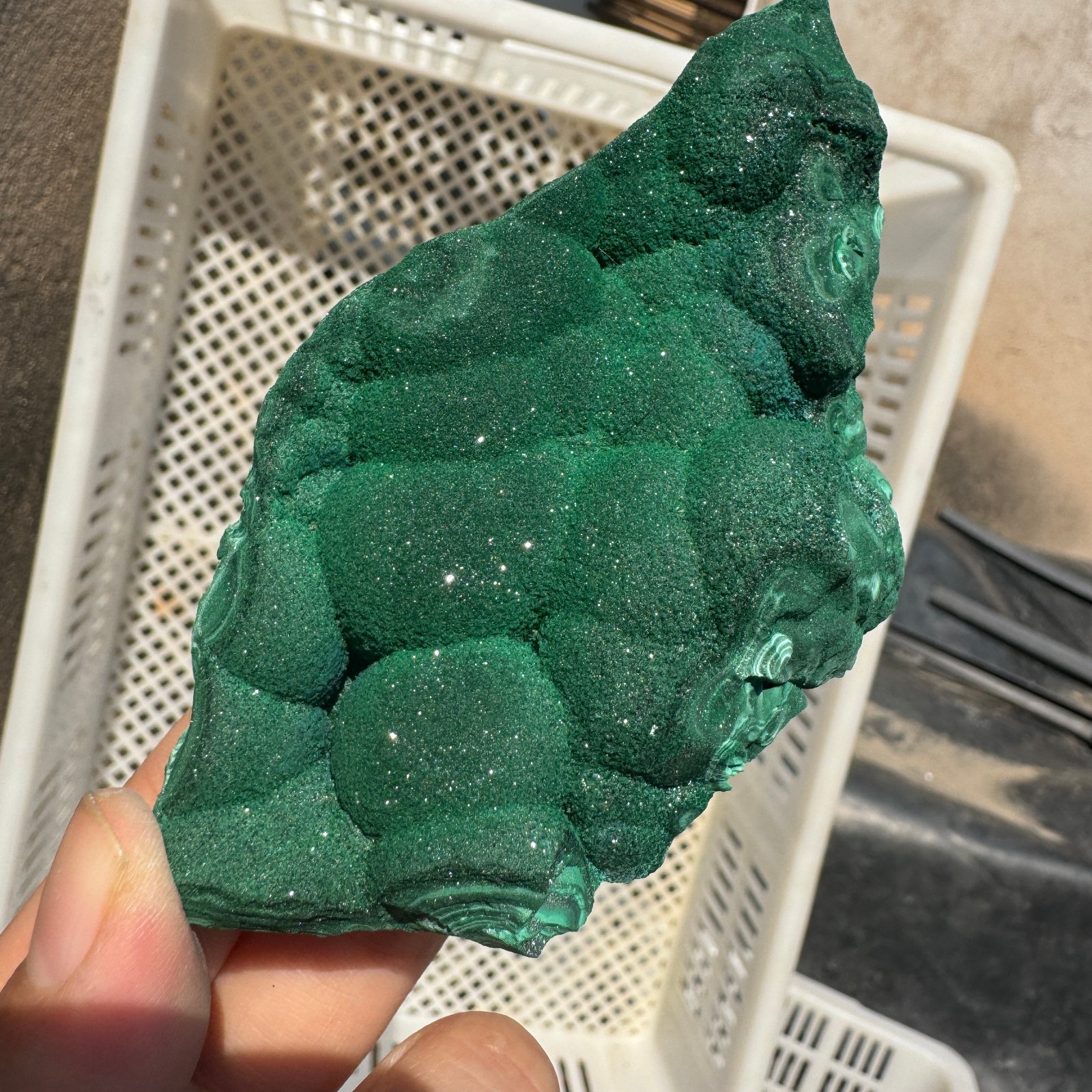 205G Natural glossy Malachite transparent cluster rough mineral sample