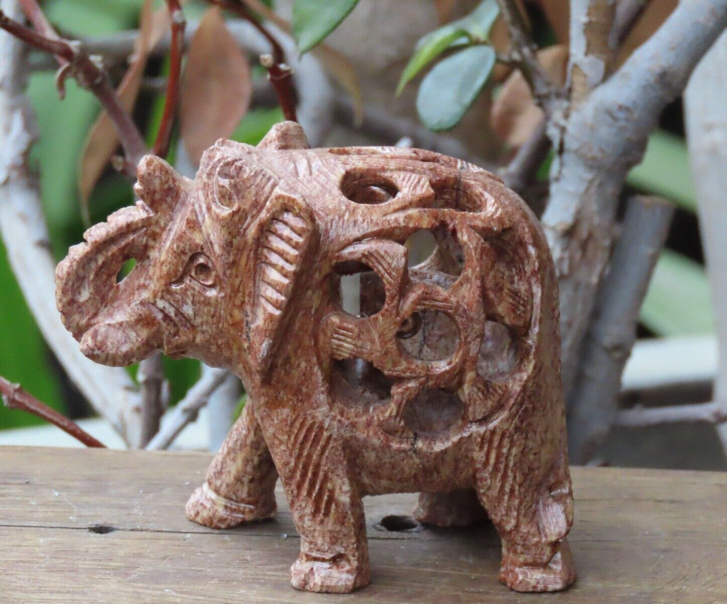 Hand Crafted Soapstone Elephant Crystal Display Piece Polished 139 Grams