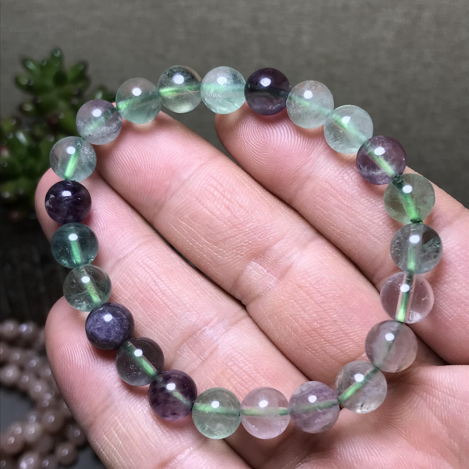 5Pcs Wholesal Natural Polish Green Fluorite crystal bracelets ball 8mm