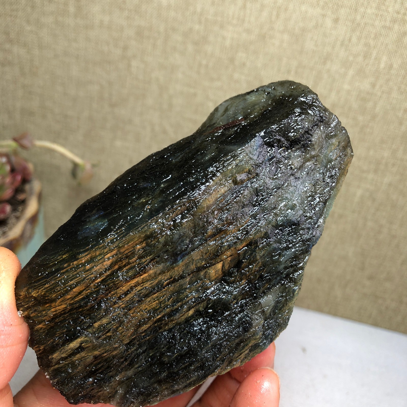 90mm Natural Labradorite Crystal gemstone rough original Specimen 213g A3440