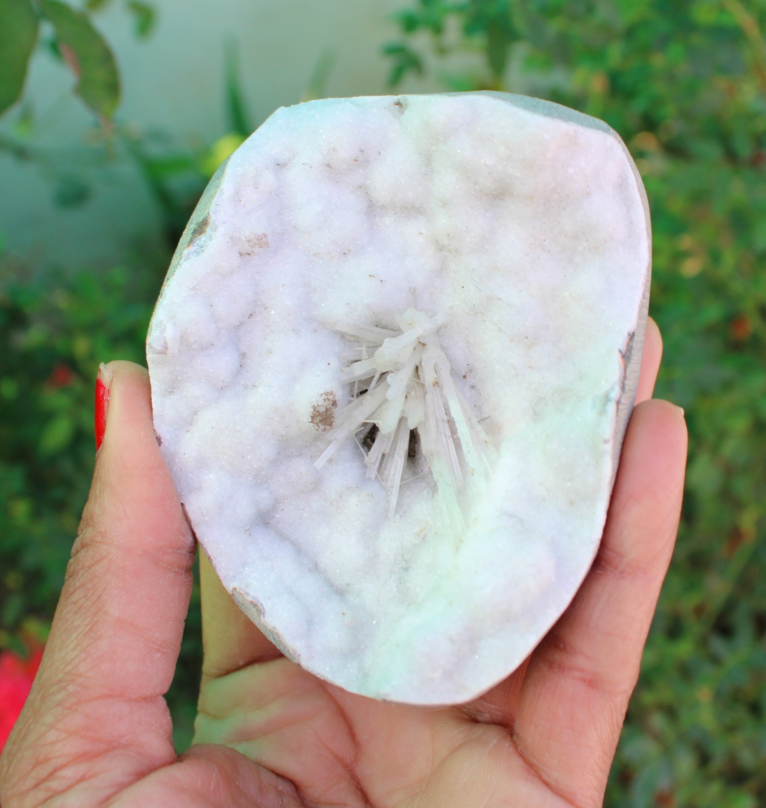 Scolecite In Milky Geode Minerals Specimen#A9