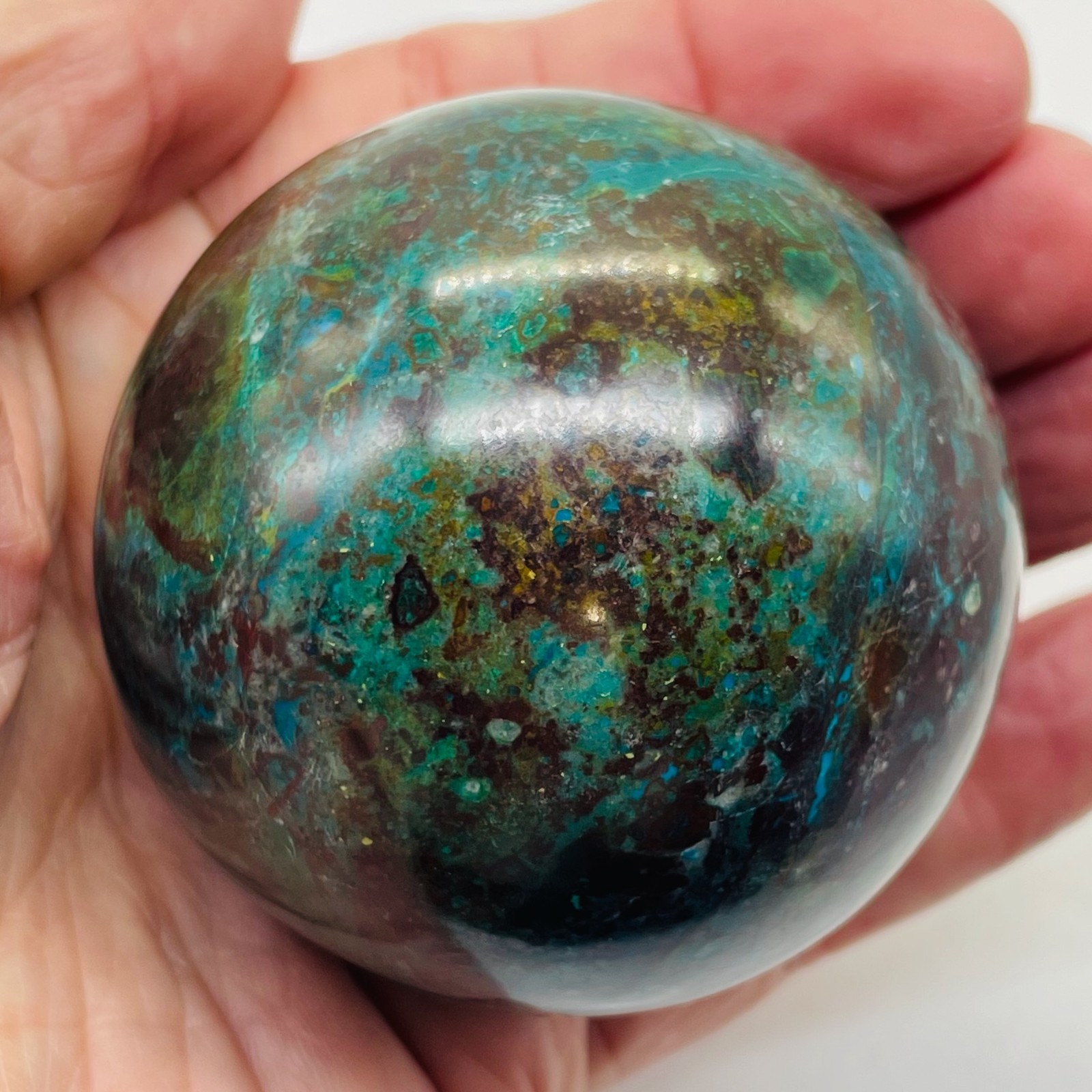 Chrysocolla 444g Sphere | 2 5/8″ | Dark Green Blue | 1 Collector’s Item |