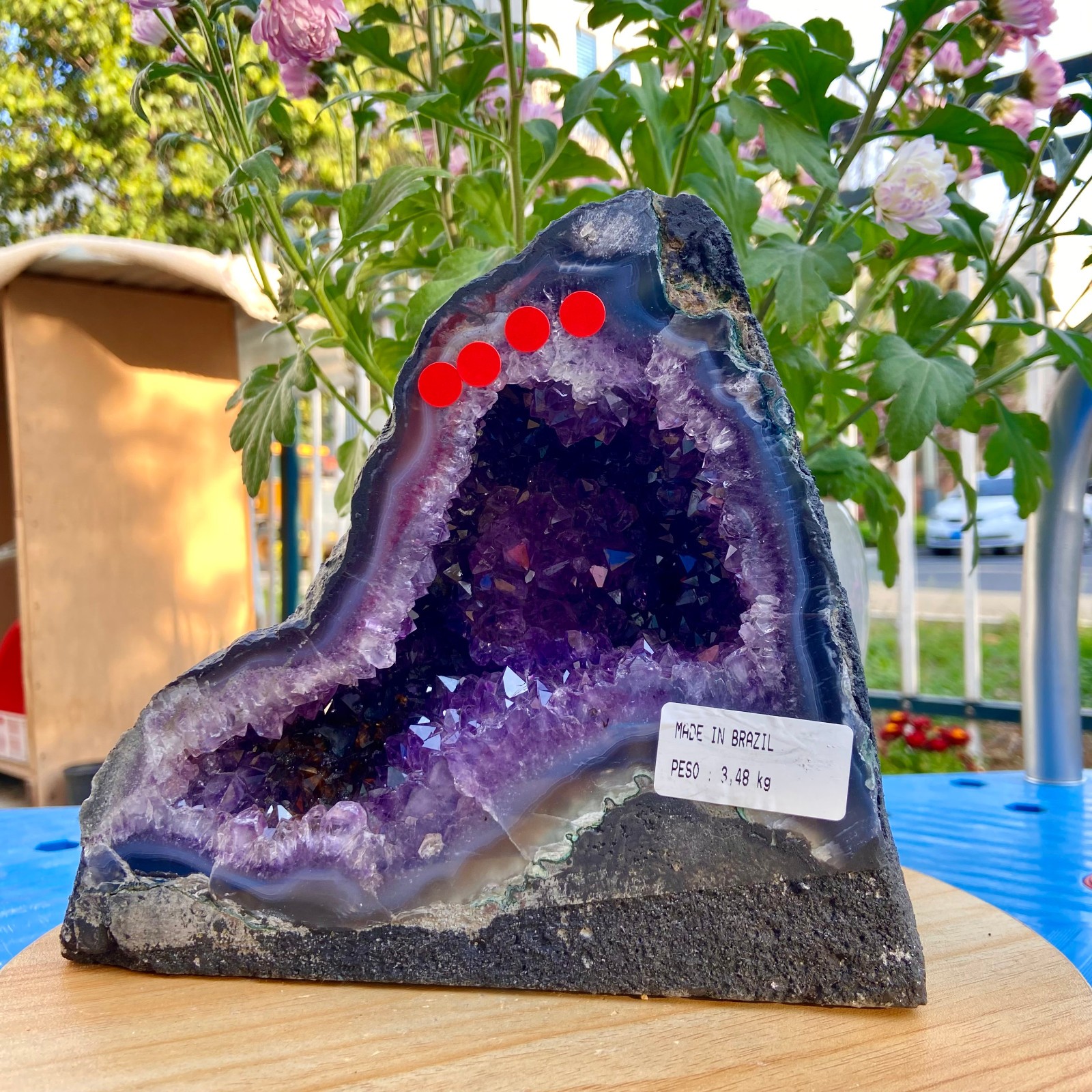 7.6LB Natural Amethyst Geode Quartz Crystal Cluster Cathedral Energy healing