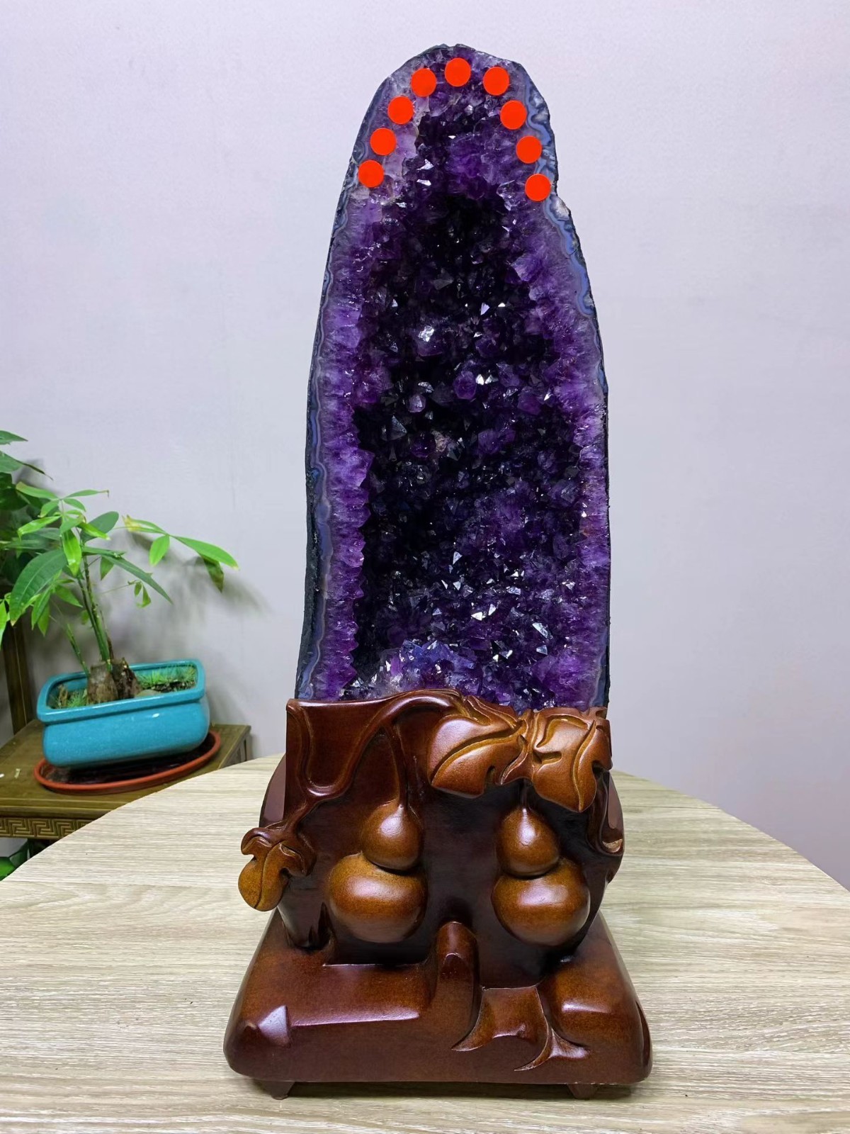 45.9lb RARE Top Natural Uruguay Amethyst Geode Crystal Quartz Cathedral Decor+ST