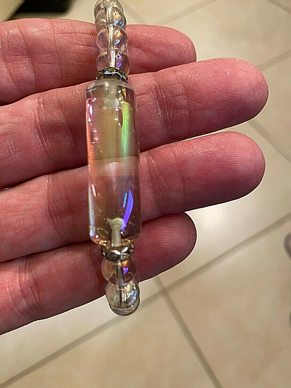 Angel Aura Quartz Crystal With Swarovski Crystal Accents Mala Style Bracelet