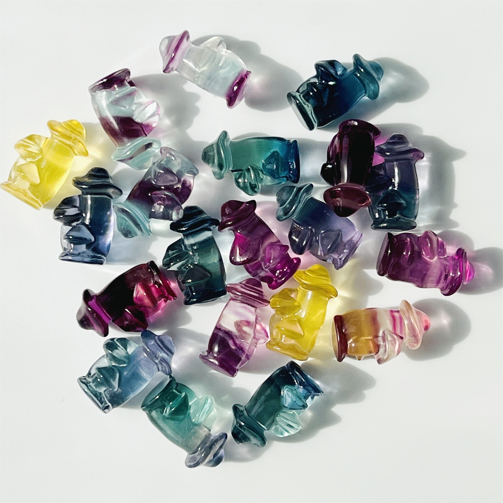 5pcs Natural Fluorite Mini mushroom skull Quartz Crystal carved Skull healing
