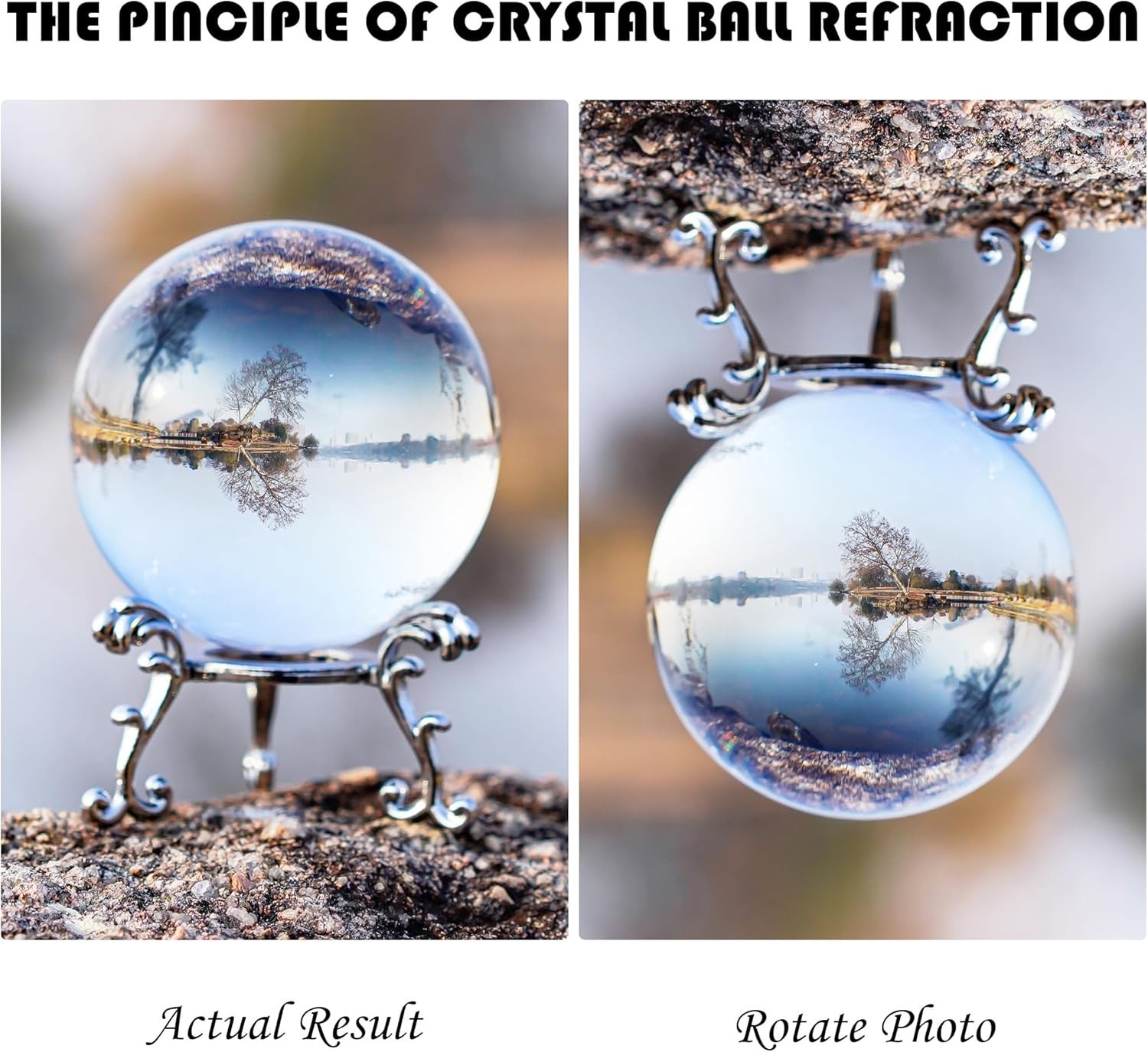 2.3in Sparkling Clear Crystal Ball with Stand 60mm Handcrafted Photography Pr…