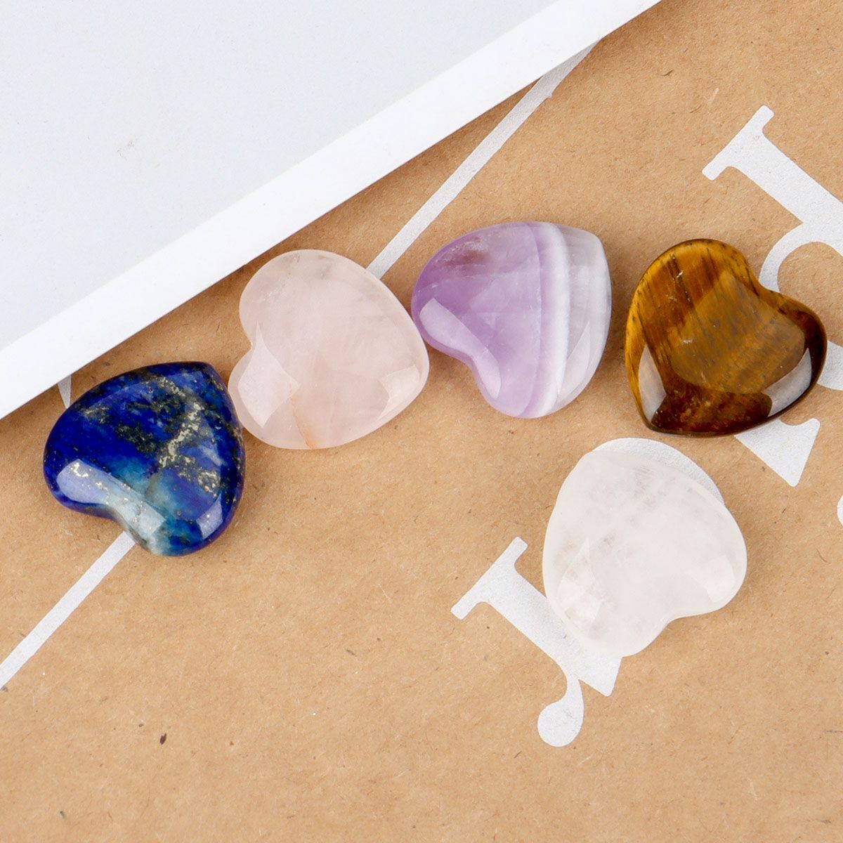 5/10PCS 20mm Natural Crystal Quartz Carved Heart Shaped Healing Love Gemstone