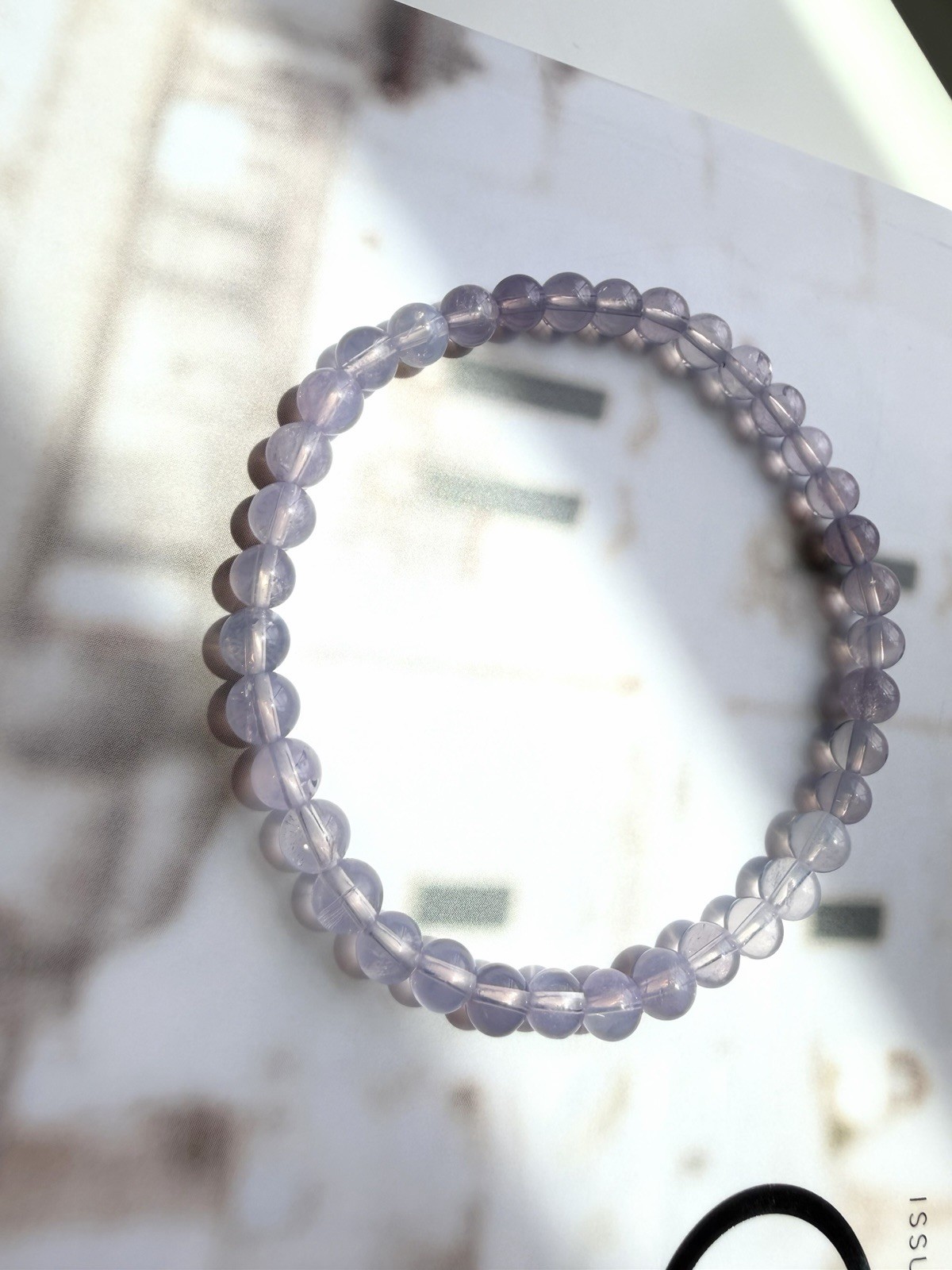 5mm Transparent Lavender Moon Quartz Bracelet | Soft Lilac Gemstone Bracelet