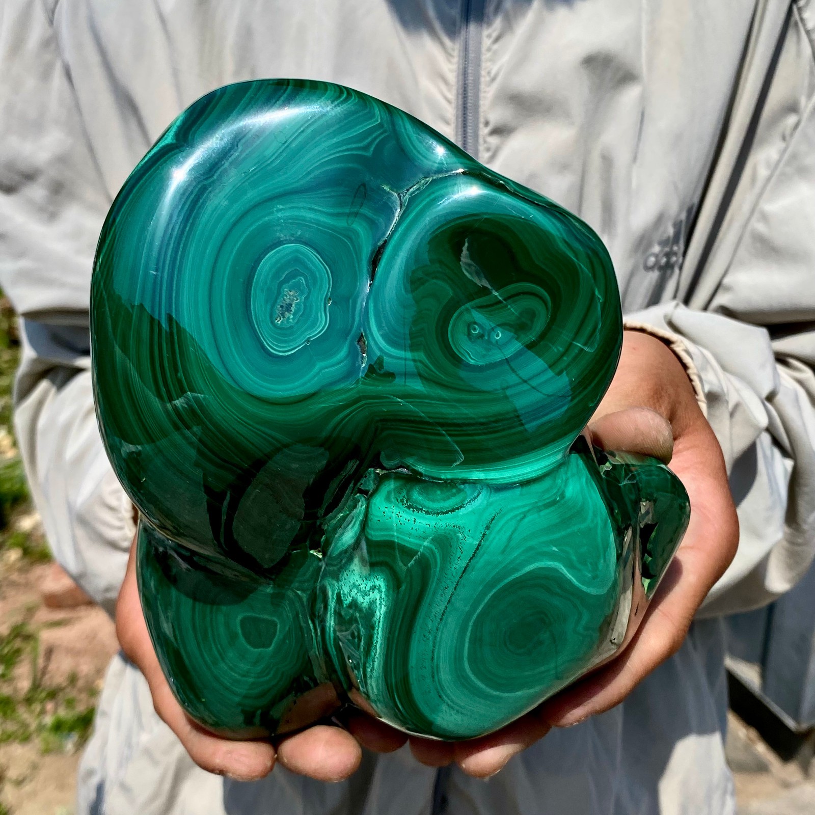 5.93LB Natural glossy Malachite transparent cluster rough mineral sample