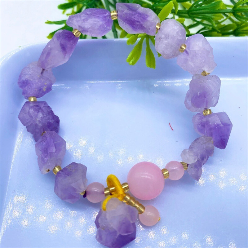 Natural Amethyst teeth irregularity Quartz Crystal Bracelet Reiki Healing 1PC