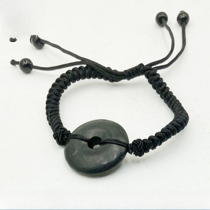 Shungite Black Healing Stone Donut Handmade Rope Fashion Bracelet