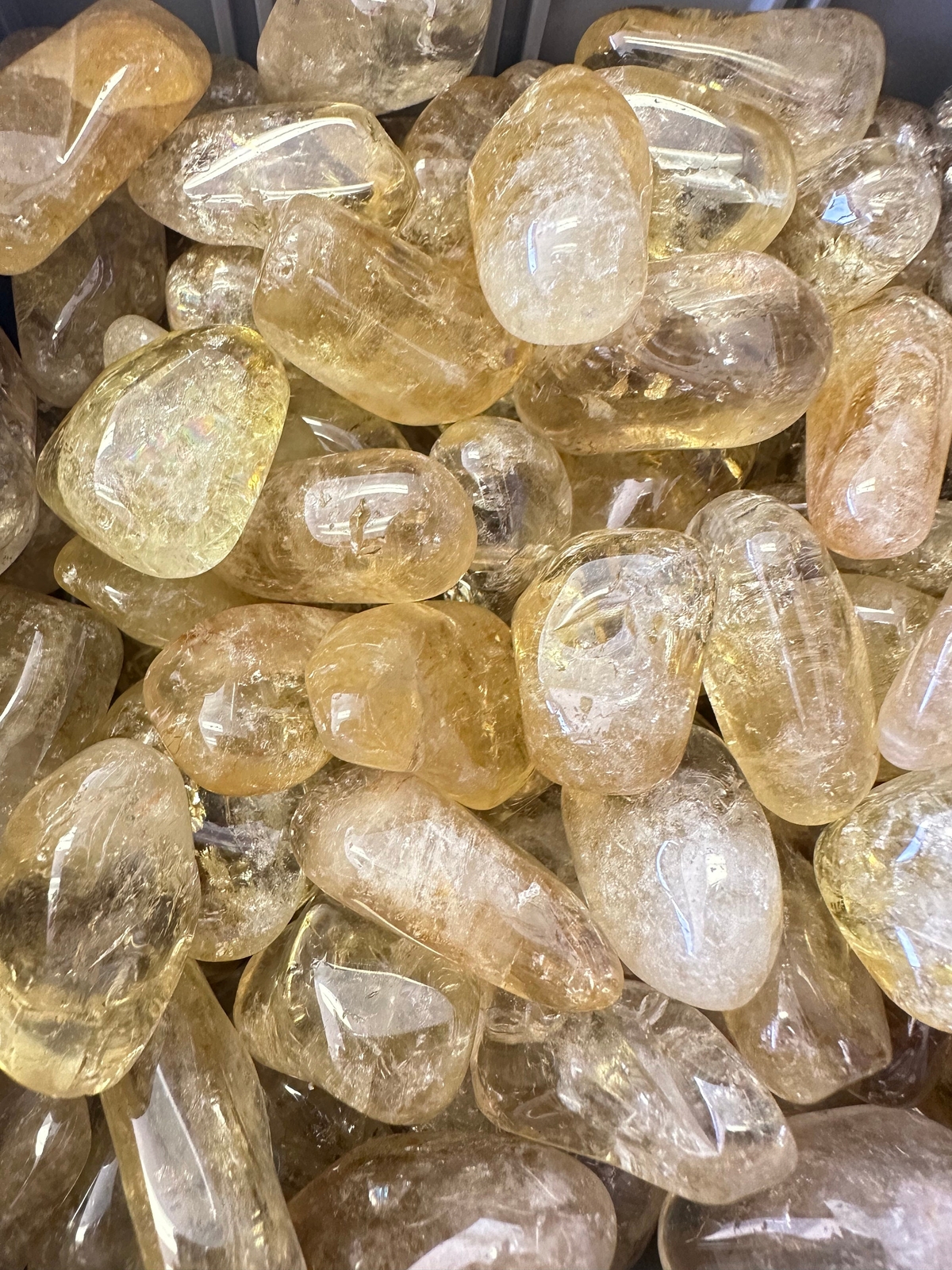Natural Citrine Tumbled Stone, Light Color, Grade B, Natural Citrine from Zambia