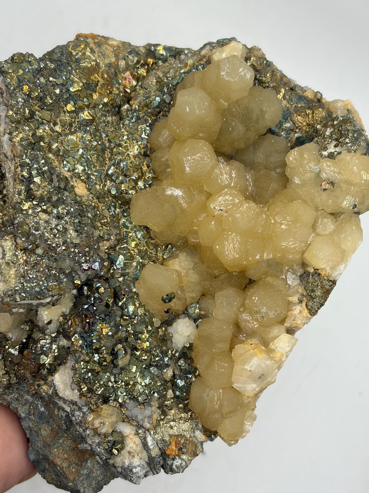 XL Dazzling Calcite Crystals on Chalcopyrite!