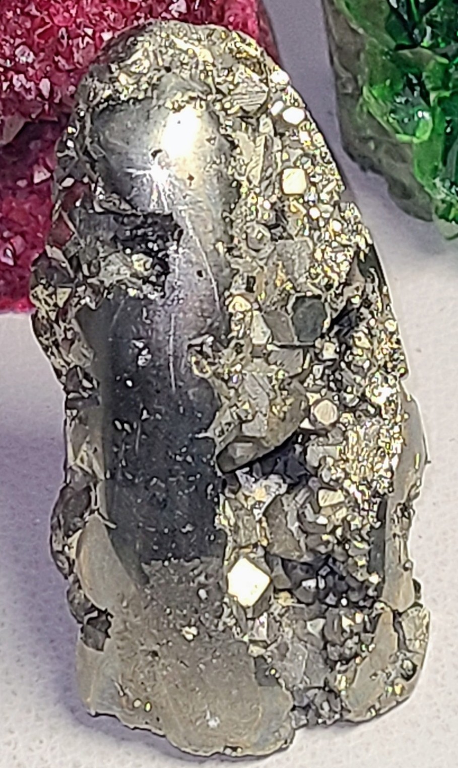 Golden AAA Druzy Peruvian Pyrite Crystal Freeform Geode