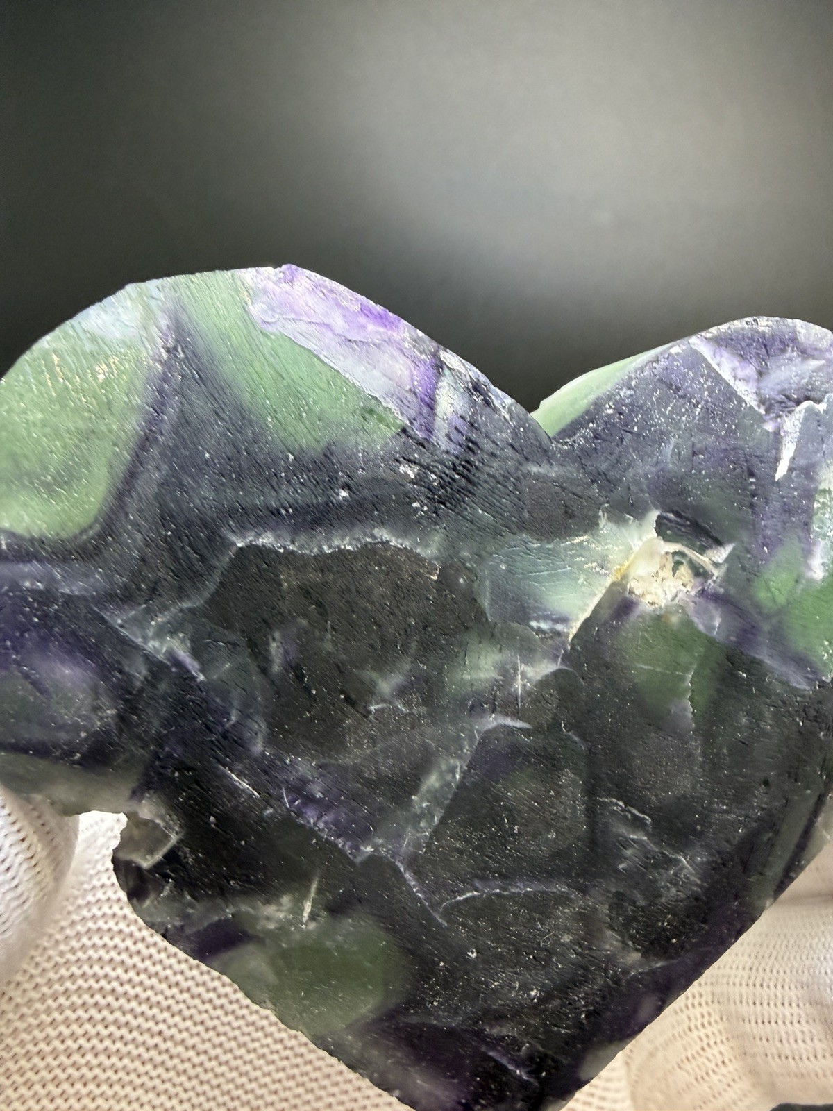 Multi-Colored Natural Rough Faced Fluorite Heart Specimen! Minerals, Crystals!