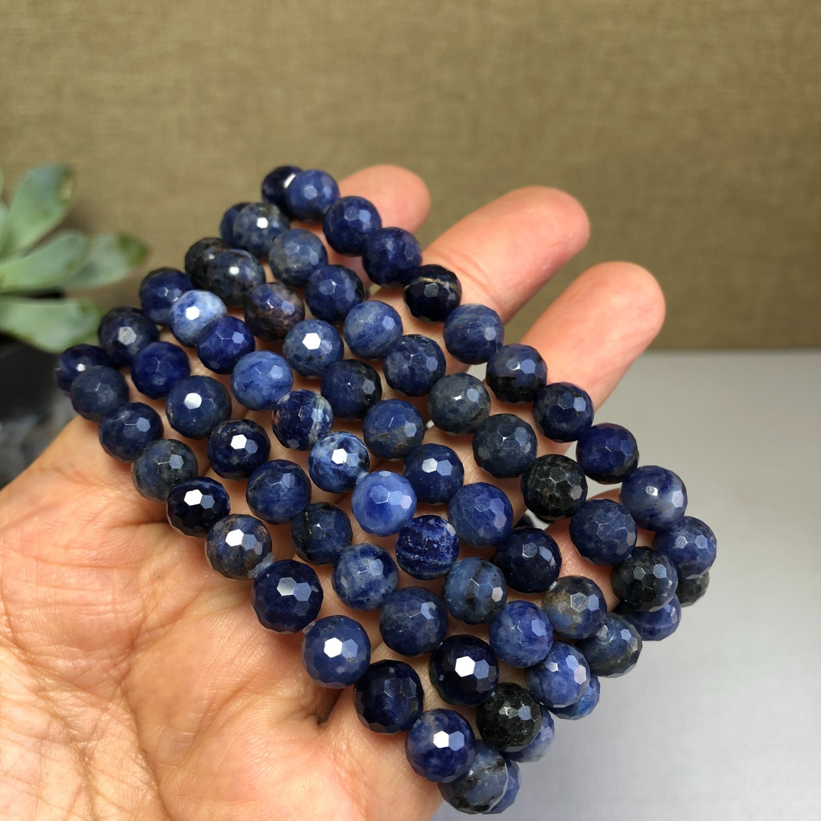 5Pcs Wholesal Natural sodalite agate bracelets Crystal ball sphere facet 8mm