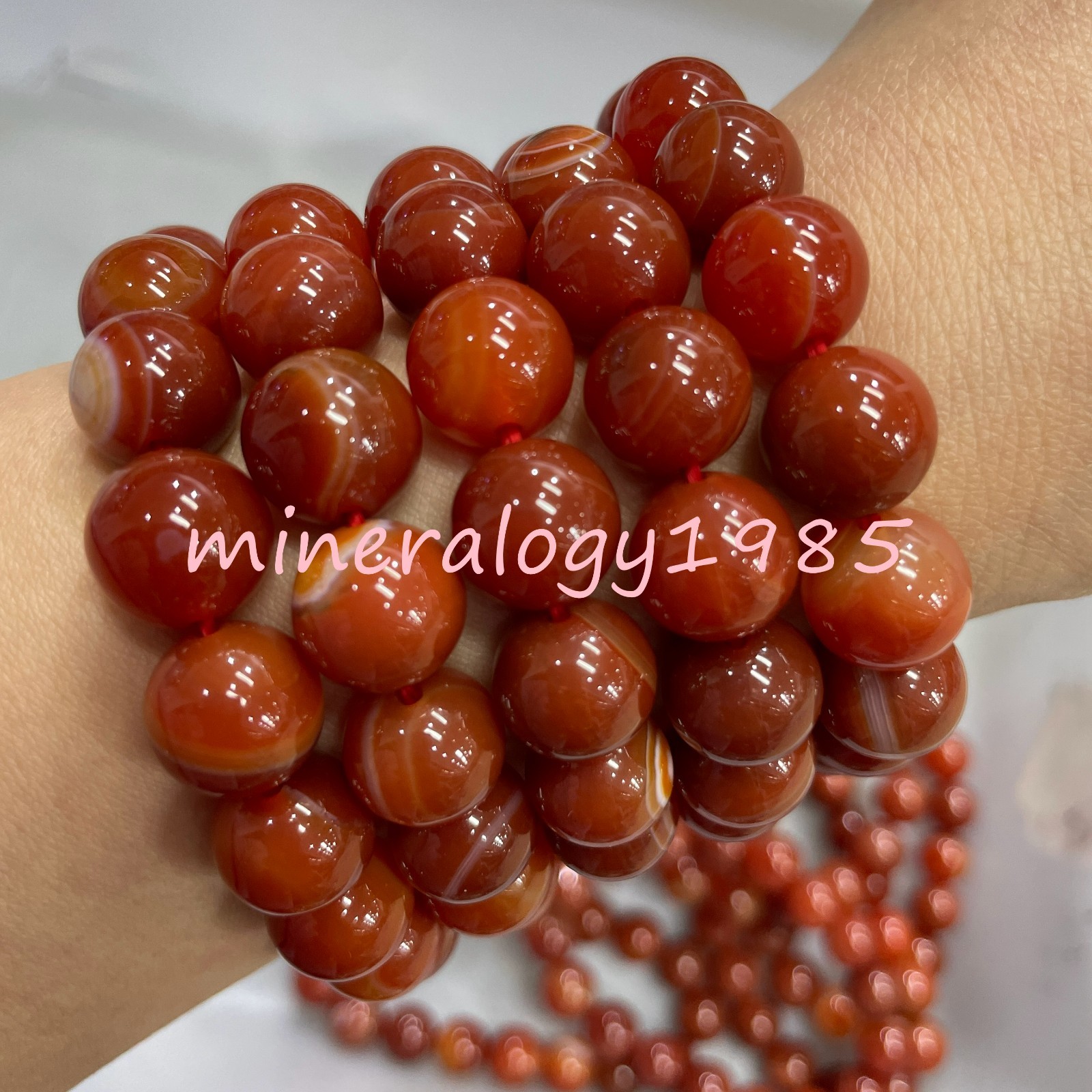 12mm bead Wholesale 5Pcs red agate Carnelian stone 7.5” Crystal Bracelet