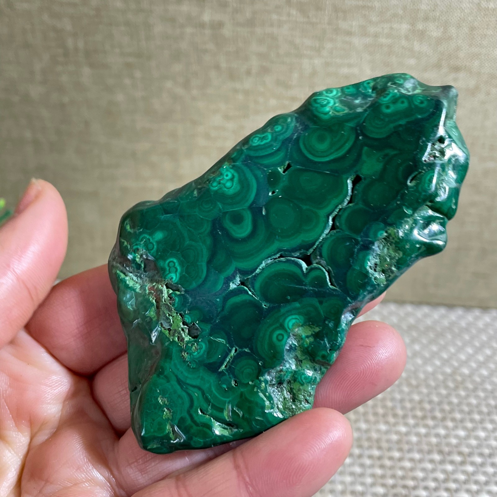 72g Genuine Malachite Slice Slab, Home Decor