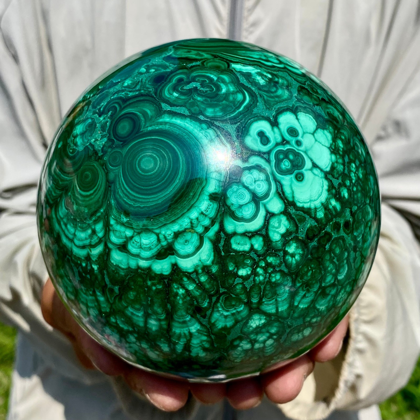 6.56LB Rare Natural Malachite quartz hand Carved sphere Crystal Healing