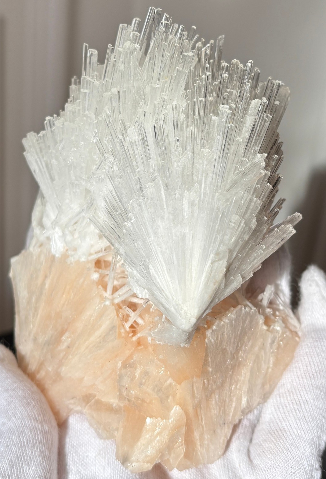 USA SALE 262g 4.3″ x 3.3″ LARGE SCOLECITE STILBITE SPECIMEN Fan/Blades/Spray